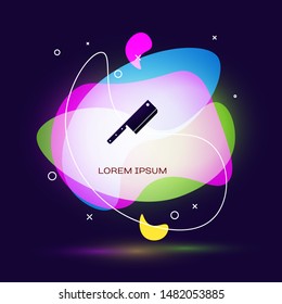 Black Meat chopper icon isolated on dark blue background. Kitchen knife for meat. Butcher knife. Abstract banner with liquid shapes. Vector Illustration