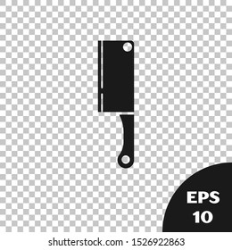 Black Meat chopper icon isolated on transparent background. Kitchen knife for meat. Butcher knife.  Vector Illustration