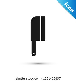 Black Meat chopper icon isolated on white background. Kitchen knife for meat. Butcher knife.  Vector Illustration