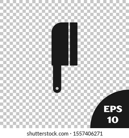 Black Meat chopper icon isolated on transparent background. Kitchen knife for meat. Butcher knife.  Vector Illustration