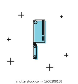 Black Meat chopper icon isolated on white background. Kitchen knife for meat. Butcher knife.  Vector Illustration