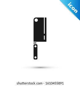 Black Meat chopper icon isolated on white background. Kitchen knife for meat. Butcher knife.  Vector Illustration