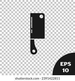 Black Meat chopper icon isolated on transparent background. Kitchen knife for meat. Butcher knife. Happy Halloween party.  Vector
