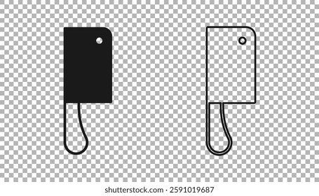 Black Meat chopper icon isolated on transparent background. Kitchen knife for meat. Butcher knife.  Vector