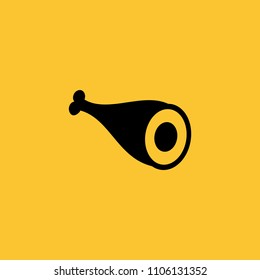 Black Meat Icon on Yellow Background
