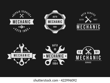 black mechanic logo set