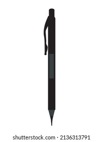 Lápiz mecánico negro. Dibujo vectorial aislado con fondo blanco.