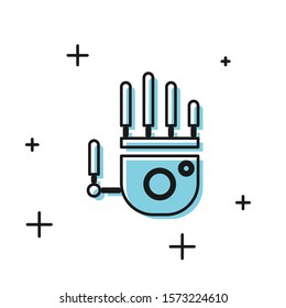 Black Mechanical robot hand icon isolated on white background. Robotic arm symbol. Technological concept.  Vector Illustration