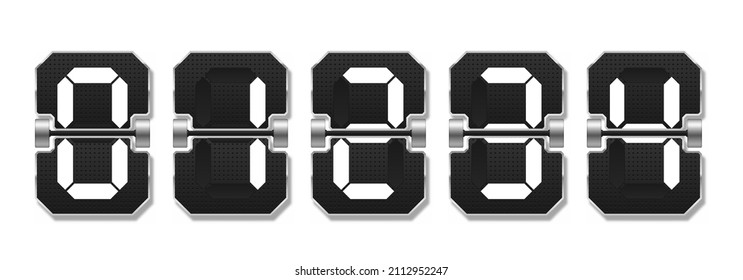 Black mechanical scoreboard with different numbers. Flip clock showing how much time: hours, minutes and seconds.
