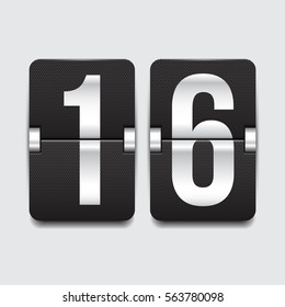 Black mechanical scoreboard. Mechanical scoreboard with different numbers. Vector template for your design.