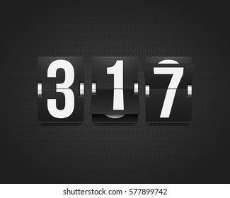 Black mechanical scoreboard. Mechanical scoreboard with different numbers. Vector template for your design.