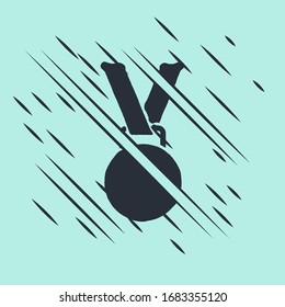 Black Medal icon isolated on green background. Winner symbol. Glitch style. Vector Illustration