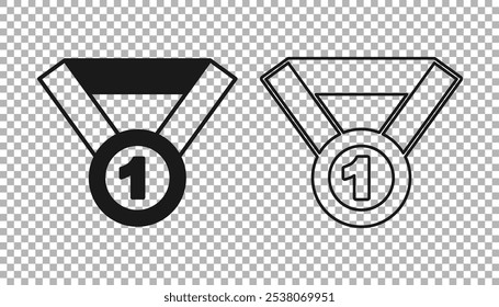 Black Medal icon isolated on transparent background. Winner symbol.  Vector