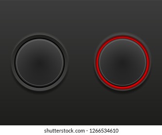 black media button on and off position stock vector illustration at gray background
