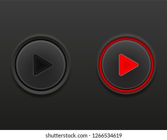 black media button play on and off position stock vector illustration at gray background