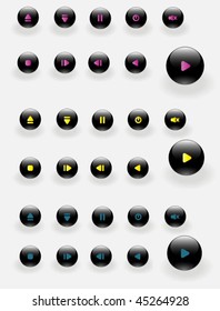 Black media player button set