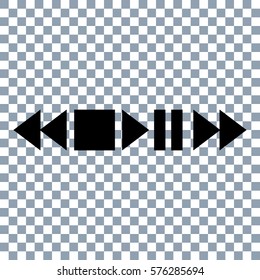 Black media player buttons collection vector on transparent background