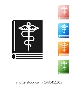 Black Medical book icon isolated on white background. Set icons colorful. Vector Illustration