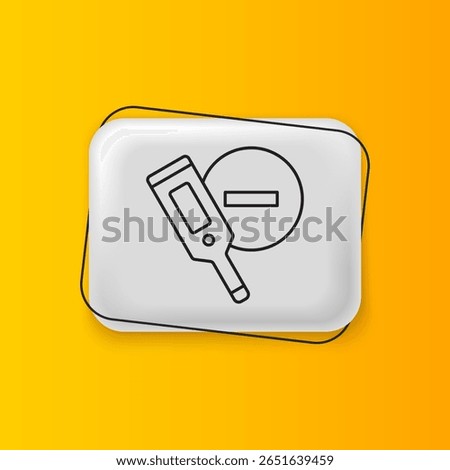 Black Medical digital thermometer for medical examination icon isolated on yellow background. Silver rectangle button. Vector