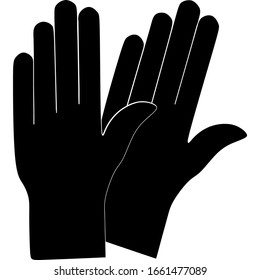 Black Medical gloves vector icon isolated on white background. Protective rubber gloves icon for infographic, website or app. Latex hand protection sign. Housework cleaning equipment symbol.