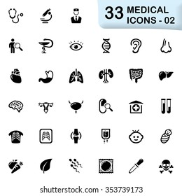 Black medical and health icons