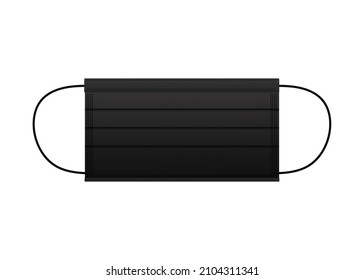 Black medical mask vector illustration isolated on white background. Disposable mask vector.