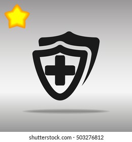 black Medical Shield Icon button logo symbol concept high quality on the gray background