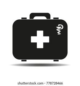 black medical suitcase on a white background