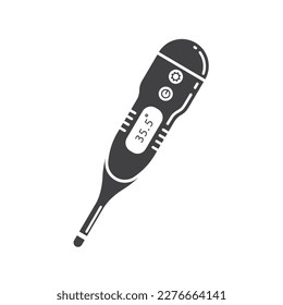 black medical thermometer vector element design template web