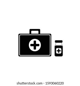 Black Medicine Bag and bottle vector icon
