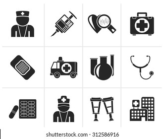 Black Medicine and healthcare icons - vector icon set