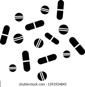 Black Medicine pill or tablet icon isolated on white background. Capsule pill and drug sign. Pharmacy design.  Vector Illustration