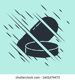Black Medicine pill or tablet icon isolated on green background. Capsule pill and drug sign. Pharmacy design. Glitch style. Vector Illustration