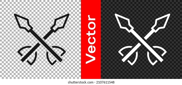 Black Medieval arrows icon isolated on transparent background. Medieval weapon.  Vector