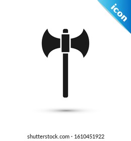 Black Medieval axe icon isolated on white background. Battle axe, executioner axe.  Vector Illustration