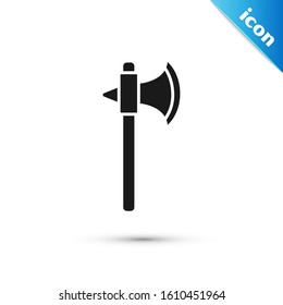 Black Medieval axe icon isolated on white background. Battle axe, executioner axe.  Vector Illustration
