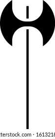 Black Medieval axe icon isolated on white background. Battle axe, executioner axe. Medieval weapon.  Vector Illustration