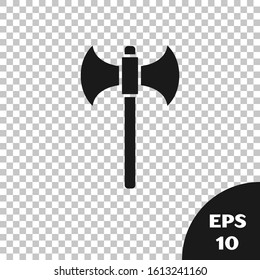 Black Medieval axe icon isolated on transparent background. Battle axe, executioner axe.  Vector Illustration