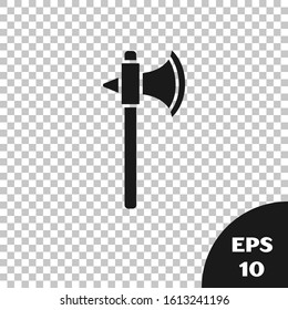 Black Medieval axe icon isolated on transparent background. Battle axe, executioner axe.  Vector Illustration
