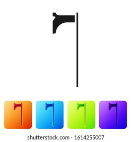 Black Medieval axe icon isolated on white background. Battle axe, executioner axe. Medieval weapon. Set icons in color square buttons. Vector Illustration