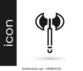 Black Medieval axe icon isolated on white background. Battle axe, executioner axe. Medieval weapon.  Vector
