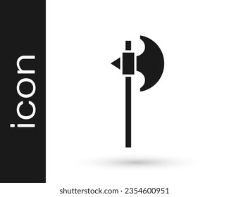 Black Medieval axe icon isolated on white background. Battle axe, executioner axe. Medieval weapon.  Vector