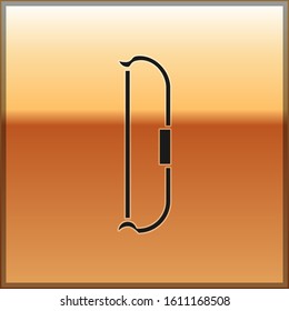 Black Medieval bow icon isolated on gold background. Medieval weapon.  Vector Illustration