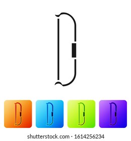 Black Medieval bow icon isolated on white background. Medieval weapon. Set icons in color square buttons. Vector Illustration