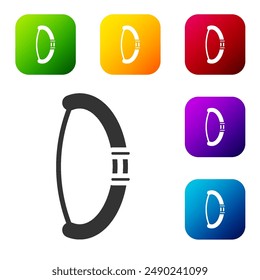 Black Medieval bow icon isolated on white background. Medieval weapon. Set icons in color square buttons. Vector