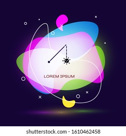 Black Medieval chained mace ball icon isolated on blue background. Medieval weapon. Abstract banner with liquid shapes. Vector Illustration