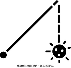 Black Medieval chained mace ball icon isolated on white background. Medieval weapon.  Vector Illustration