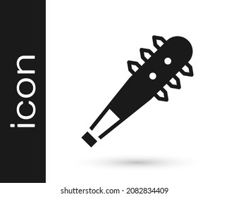 Icono de la bola de macizo encadenada de la Edad Media negra aislado sobre fondo blanco. Un arma medieval más moderna o un macizo con picos.  Vector