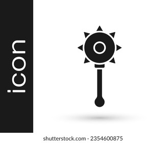 Black Medieval chained mace ball icon isolated on white background. Medieval weapon.  Vector
