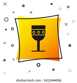 Black Medieval goblet icon isolated on white background. Yellow square button. Vector Illustration